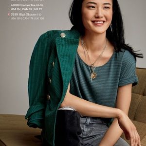 Cabi Groove Tee Fall 2020 Striped Style 4008 Blue size Small